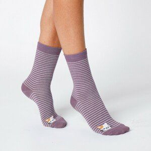 Blancheporte Súprava 3 párov pruhovaných ponožiek so zvieracím motívom sivá/ružová 35/38