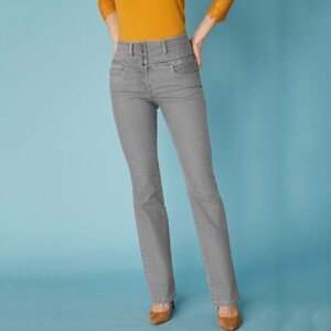 Blancheporte Bootcut džínsy s vysokým pásom, vnútor. dĺžka nohavíc 78 cm sivá 40