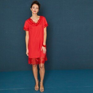 Blancheporte Krátke šaty s čipkovaným zakončením červená 38