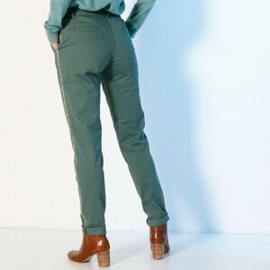 Blancheporte Chino nohavice, trblietavé lampasy zelená jedľová 44