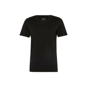 JACK & JONES Tričko 'JJEPLAIN TEE SS V-NECK NOOS'  čierna