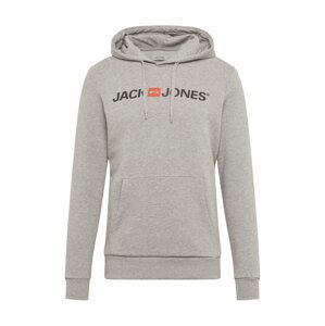 JACK & JONES Mikina  sivá melírovaná / oranžová / čierna