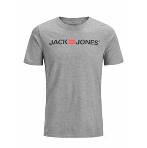 JACK & JONES Tričko 'Essentials'  sivá melírovaná / pastelovo červená / čierna