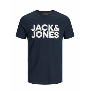 JACK & JONES Tričko  tmavomodrá / biela