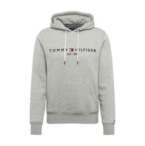 TOMMY HILFIGER Mikina  sivá melírovaná / biela / červená / námornícka modrá