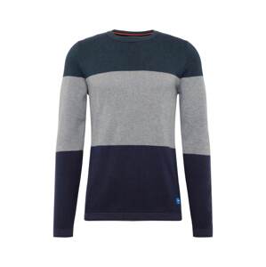 JACK & JONES Sveter 'JORFLASH KNIT CREW NECK'  modrá / sivá / zelená