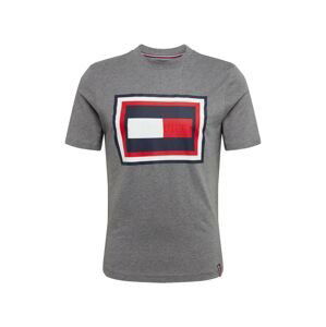 TOMMY HILFIGER Tričko 'HILFIGER FRAME RELAXED FIT TEE'  biela / tmavomodrá / sivá