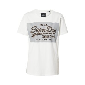 Superdry Tričko  hnedá / čierna / biela / strieborná