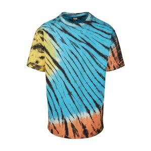 Urban Classics Tričko 'Black Tie Dye Oversized Tee'  modrá / žltá / čierna