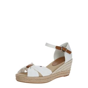 TOMMY HILFIGER Remienkové sandále 'BASIC OPEN TOE MID WEDGE'  hnedá / biela