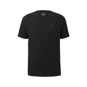 TOM TAILOR T-Shirt Basic T-Shirt mit Logo-Stickerei  čierna