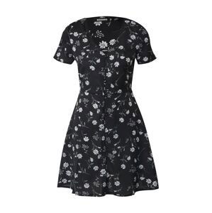 Missguided Letné šaty 'BUTTON THROUGH TEA DRESS SS FLORAL'  čierna