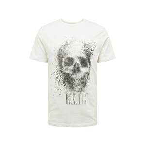 JACK & JONES Tričko 'JORSOLEX TEE SS CREW NECK BLK'  šedobiela