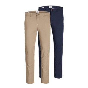 JACK & JONES Chino nohavice 'Marco'  béžová / námornícka modrá