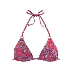 LASCANA Bikinový top 'Boho'  červená / farba lesného ovocia / béžová / biela