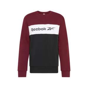 Reebok Sport Športová mikina  čierna / vínovo červená / biela