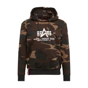 ALPHA INDUSTRIES Mikina  tmavozelená / béžová / hnedá