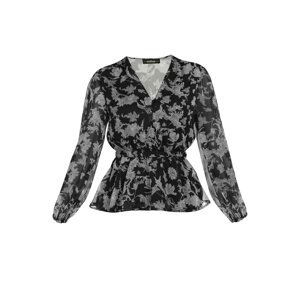 usha BLACK LABEL Bluse  čierna / sivá / svetlosivá