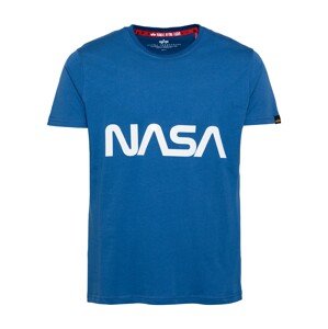 ALPHA INDUSTRIES Tričko 'NASA'  modrá / biela