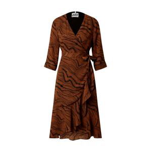 JUST FEMALE Šaty 'Celine wrap dress'  čierna / hnedá