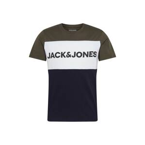 JACK & JONES Tričko 'Noos'  tmavomodrá / tmavozelená / biela