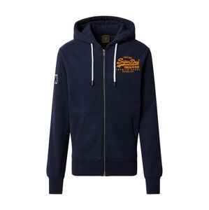 Superdry Tepláková bunda 'EMBOSS'  námornícka modrá / oranžová / biela