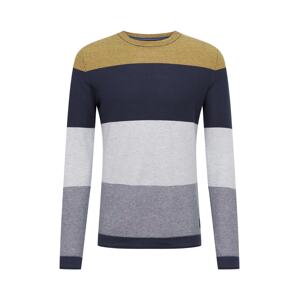 JACK & JONES Sveter 'Flame'  biela / námornícka modrá / horčicová / sivá melírovaná