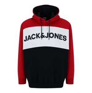 Jack & Jones Plus Mikina  modrá / červená / biela