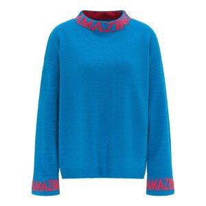 MYMO Oversize sveter  kráľovská modrá / neónovo ružová