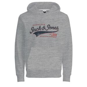 Jack & Jones Junior Mikina  sivá melírovaná / tmavomodrá / žltá