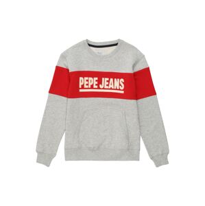 Pepe Jeans Mikina 'Keith'  sivá melírovaná / červená / biela