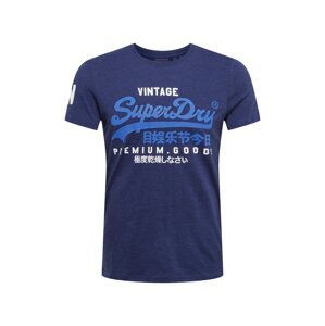 Superdry Tričko  tmavomodrá / biela / modrá