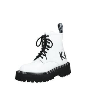 Karl Lagerfeld Šnurovacie členkové čižmy 'Patrol II Brush Logo Hi Lace'  biela / čierna