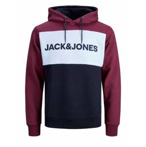 JACK & JONES Mikina  rubínová / biela / čierna