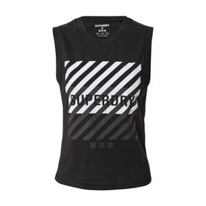 Superdry Športový top  čierna / biela / sivá