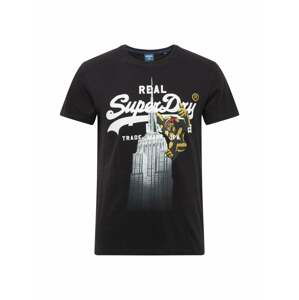 Superdry Tričko 'NYC'  čierna / biela / svetlooranžová / červená