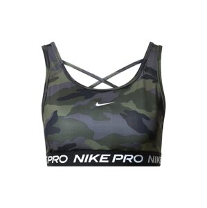 NIKE Športová podprsenka 'Swoosh'  tmavosivá / olivová / čierna / biela