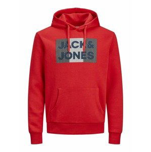 JACK & JONES Mikina  červená / sivá / biela / námornícka modrá