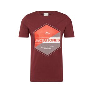 JACK & JONES Tričko 'LAMBO'  vínovo červená / pastelovo červená / biela