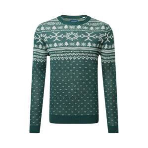 JACK & JONES Sveter 'FEAST'  zelená / biela