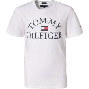 TOMMY HILFIGER Tričko  biela / kobaltovomodrá / červená