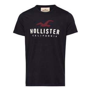 HOLLISTER Tričko  čierna / biela / rubínová