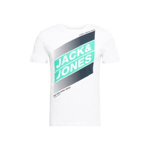 JACK & JONES Tričko 'DEFENDER'  biela / čierna / tyrkysová