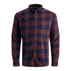 JACK & JONES Košeľa 'Gingham'  tmavomodrá / vínovo červená