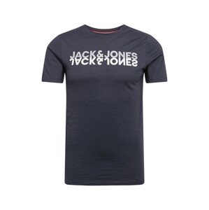 JACK & JONES Tričko  námornícka modrá / biela / svetlosivá