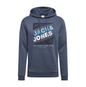 JACK & JONES Mikina 'Defender'  modrá melírovaná / čierna / biela