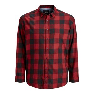 Jack & Jones Plus Košeľa 'JJEGINGHAM' '  červená / čierna