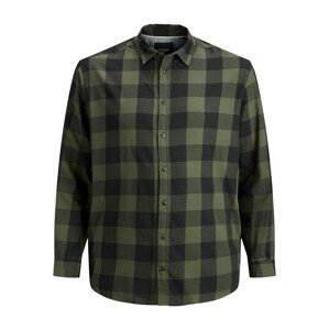 Jack & Jones Plus Košeľa 'JJEGINGHAM'  sivá / tmavozelená