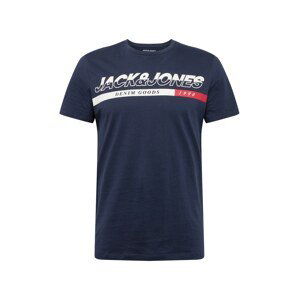 JACK & JONES Tričko  tmavomodrá / biela / červená