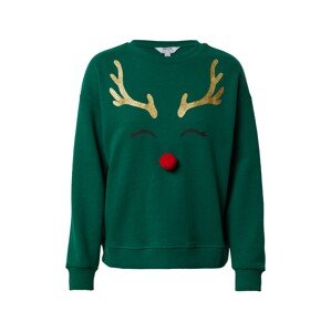 Dorothy Perkins Mikina 'RUDOLPH'  zelená / zlatá / čierna / červená